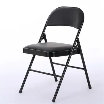 

6pcs Elegant Foldable Iron & PVC Chairs for Convention & Exhibition Black，ship from US drop shipping