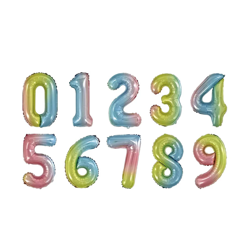25 шт. градиентный цифровой номер воздушные шары Комплект С Днем Рождения Шар из алюминиевой фольги колонна детский душ декоративные шары набор