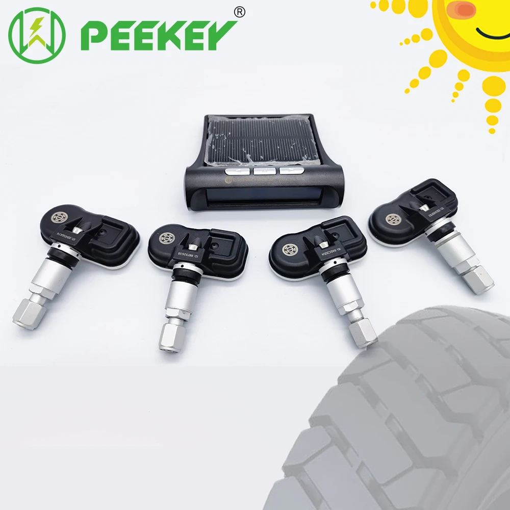 

Solar Power TPMS Car Tire Pressure Alarm Monitor System Auto Security Alarm Systems Tyre Pressure Temperature Warning