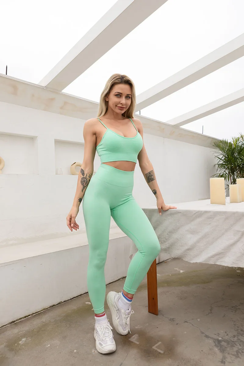 High Waist Running Leggings Sports Set 