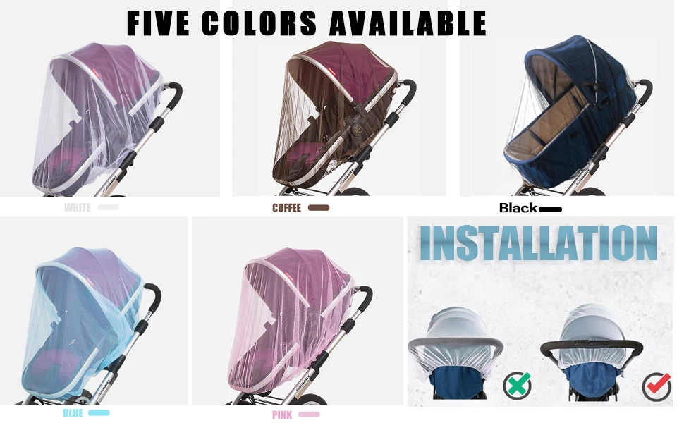 Baby Stroller Pushchair Mosquito Insect Shield Net Safe Infants Protection Mesh Stroller Accessories Mosquito Net 150cm baby stroller accessories essentials