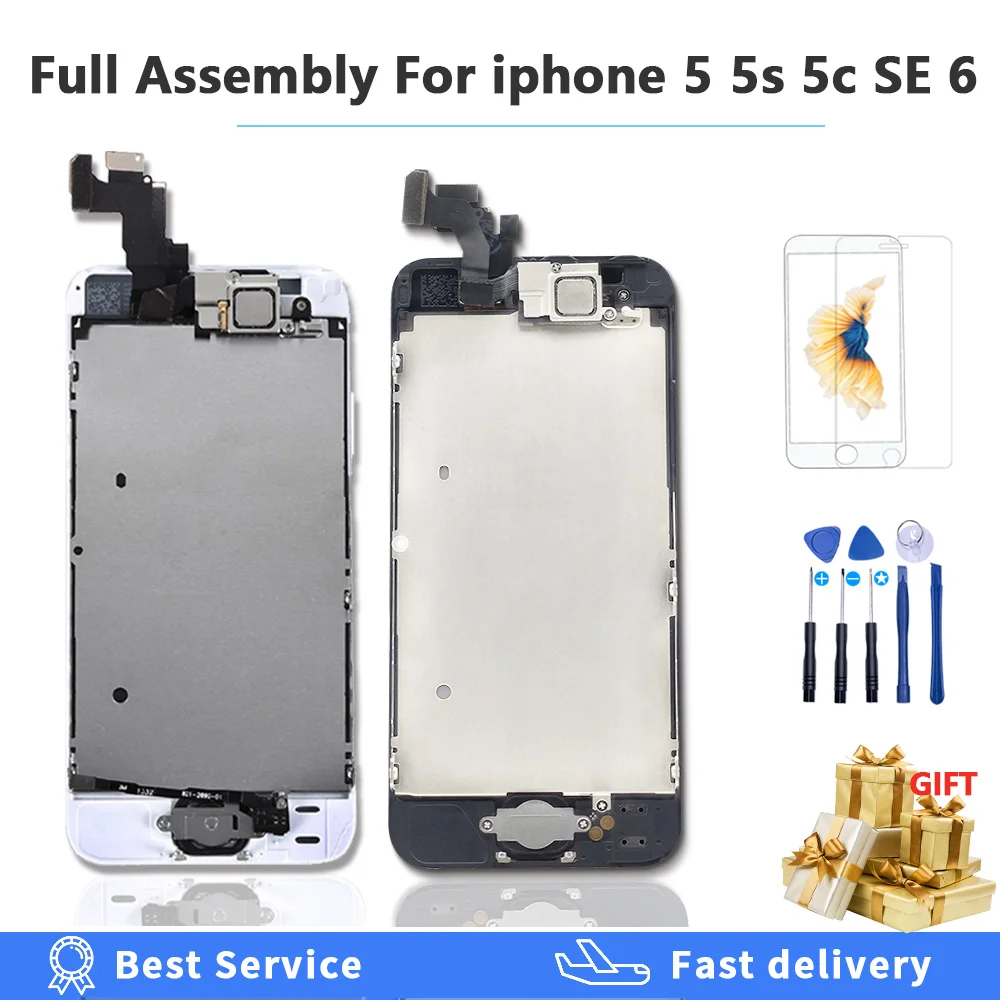 AAAAA качественный ЖК-экран с полным комплектом в сборе для iPhone 5 5c 5S SE сенсорный