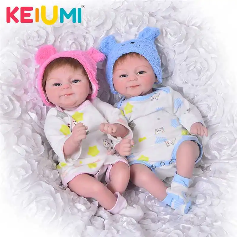 

KEIUMI Lifelike 17 Inch Baby Doll Toy 42cm Silicone Reborn Babies Doll Girl Boy Open Eye Twin Toddler Birthday Gift Bedtime Play