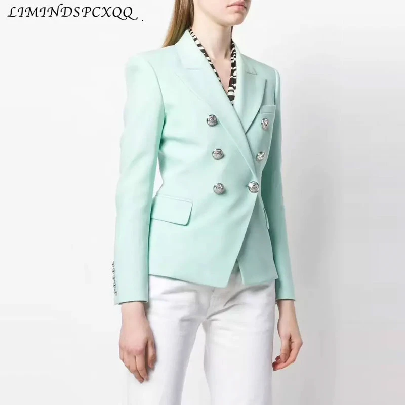 

2021 Designer Blazer For Women Double Breasted Lion Buttons Suit Career Blazer Jacket Feminino Chaqueta Mujer Womens Clothing