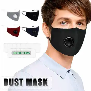 

PM2.5 Face Masks Respirator Washable Particulate Anti-Dust pollen Respirator Mask 10pcs Air Filter Pad Mask with Breathing Valve