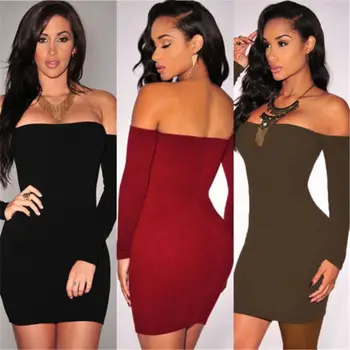 

Womens Casual Off Shoulder Party Evening Dress Short Mini Bodycon Dress Cocktail