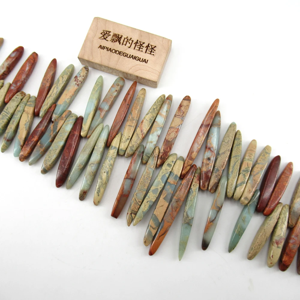 APDGG Turquoise Blue Sea Sediment Imperial Jasper Point Top Drilled 16.5