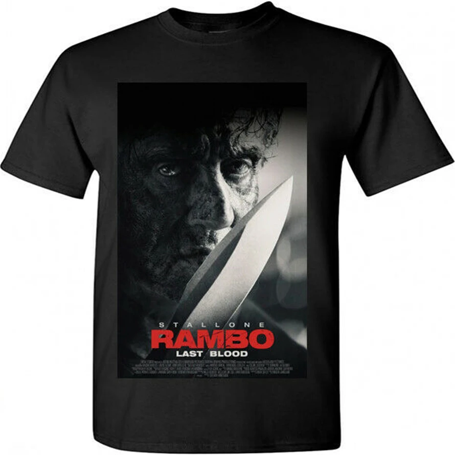 Новый Rambo V последняя кровь 2019 постер фильма Stallon нож Футболка размер S M L XL 2XL