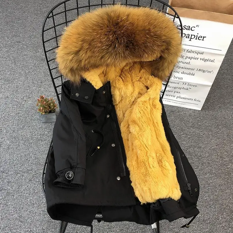 Детский Настоящий мех кролика пальто природный енот собака меховой воротник с капюшоном пальто теплая парка Modis куртка для Clod погоды Y1942 - Цвет: 3