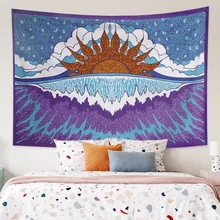 

Laeacco Abstract Sea Ocean Great Tapestry Wall Hanging Cloth Tapestries Dorm bohemian bed blanket home decor tapestry Beach Mat