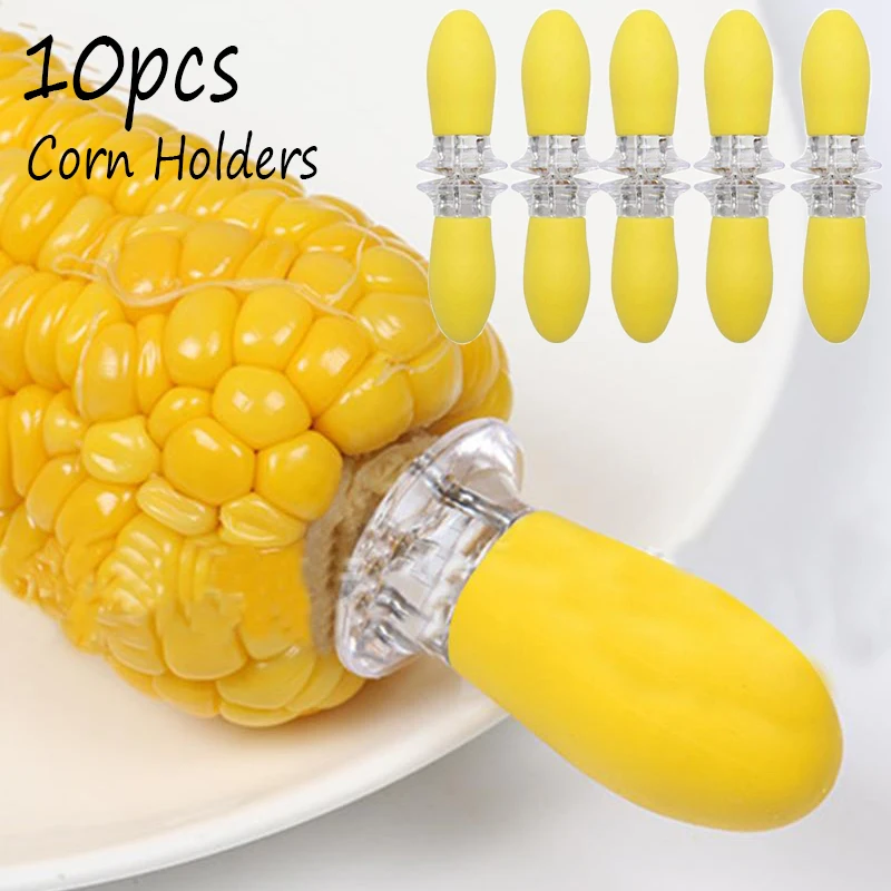10pcs Corn Forks Heat-resistant Small Stainless Steel Corn Holders Food Forks BBQ Tool for Picnic Camping Barbecue corn fork bbq tool