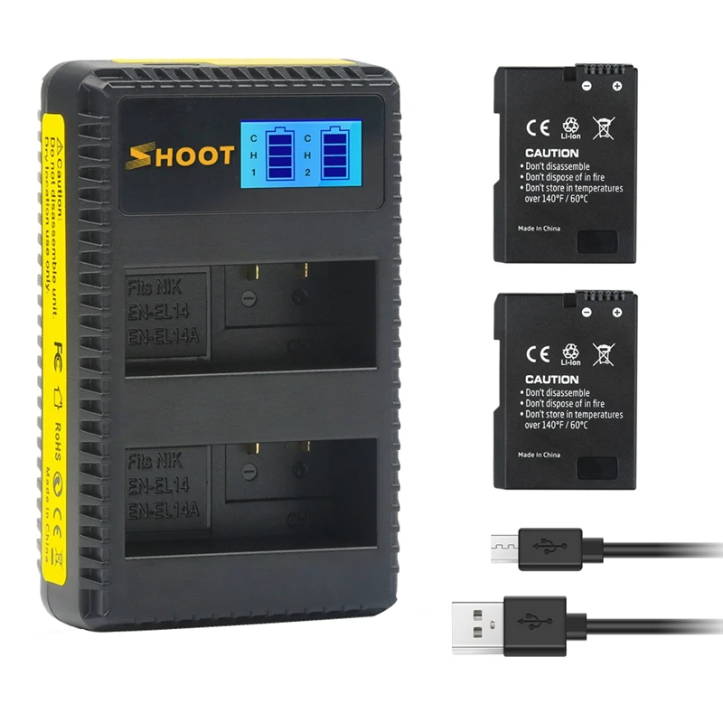 Снимать RU EL14 EN-EL14 EN-EL14A EL14A Батарея + ЖК-дисплей USB Dual Зарядное устройство для Nikon D3100