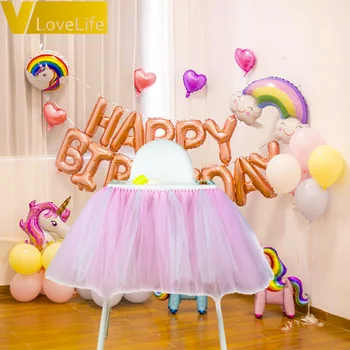 

Baby Shower Girls Boys Party Set Tutu Tull Skirt for High Chair Baby Shower Decorations for a Girl 1st Birthday Decoration