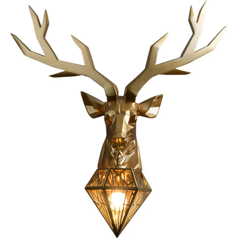 

American geometric deer head wall light Modern Luxury Gold Silver Antler Wall Lamp for Living Room Bedroom Study Foyer Porch