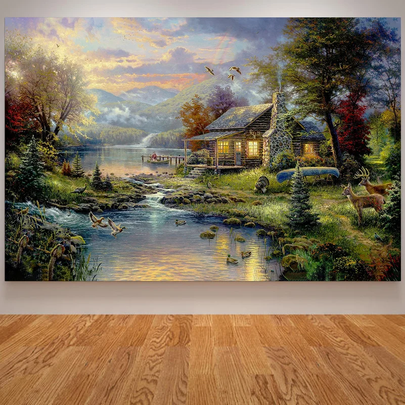 Natures Paradise Oil Painting by Thomas Kinkade Printed on Canvas