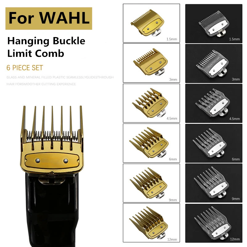 

6PCS Transparent Universal Professional Limit Comb Cutting Guide Combs Hanging Buckle With Metal Clip 1.5/3/4.5/6/9/12mm G0713