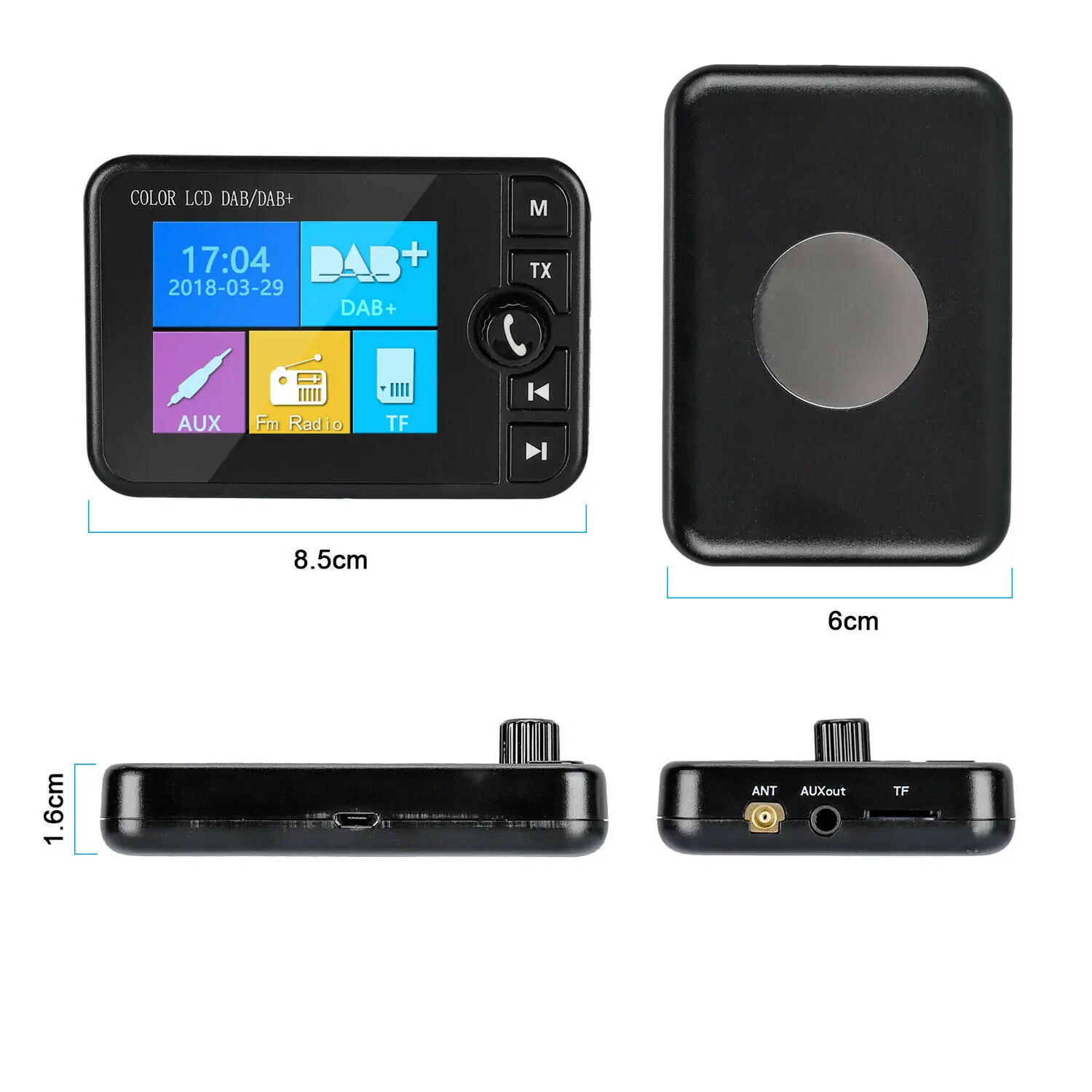 

DAB Radio Receiver Colorized Screen Support Bluetooth Music Calling Answer for Car GV99