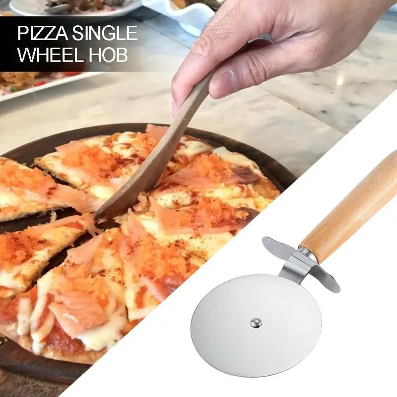 Профессиональный резак для пиццы с деревянной ручкой из нержавеющей стали прочное круглое кондитерское колесо для заточки ножей практичный кухонный инструмент для выпечки