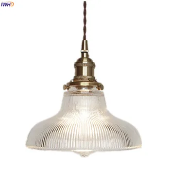 IWHD-lámpara colgante de cobre de estilo nórdico, accesorios de iluminación para comedor de cocina, lámparas de habitación, lámpara colgante de cristal moderna
