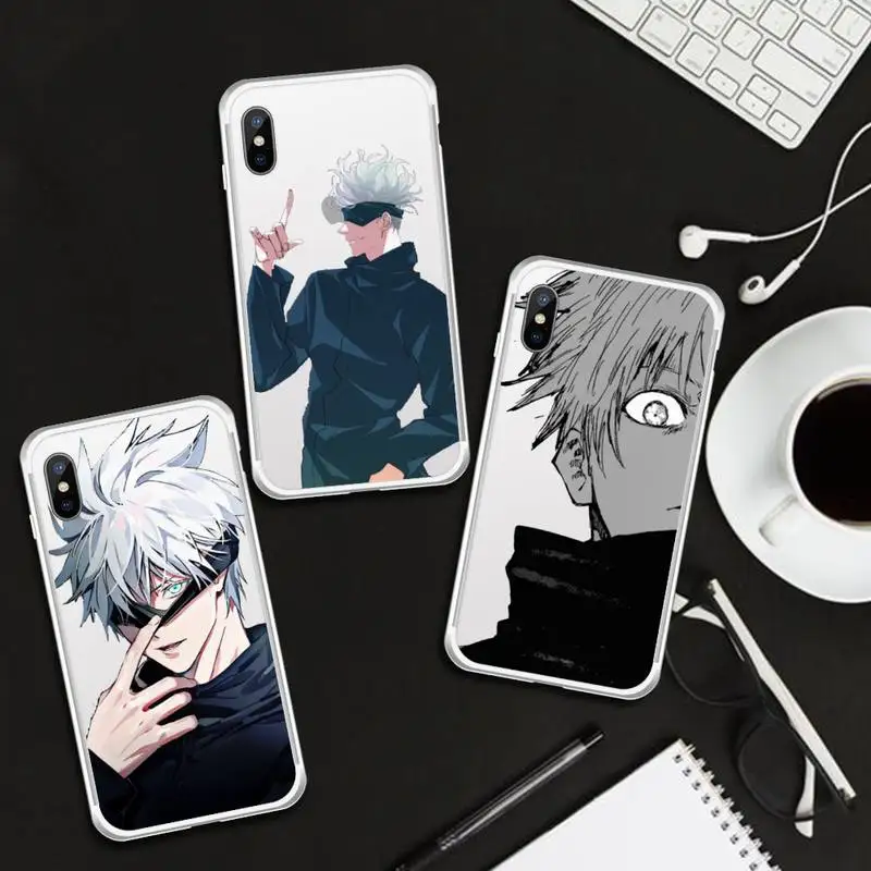 Anime jujutsu kaisen gojo satoru Phone Cases Transparent for iPhone 6 7 8 11 12 s mini pro X XS XR MAX Plus cover funda shell | Мобильные
