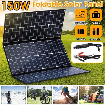 

Foldable Solar Panel 150W 18V 12V charger Light weight Mono crystalline cells solar battery charger With 10A/20A/30A Controller