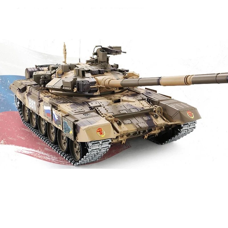 Remote Control T90 Tank Chariot Metal Tracked Main Battle Electric Launchable Military Model High-tech Off-road Chariot Toy 3
