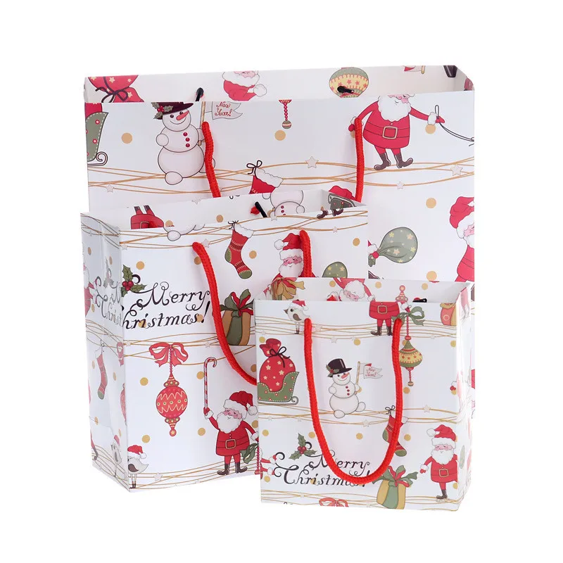 100 teile/los 3 Größe Kraft Papier Geschenk Taschen Weihnachten Gefälligkeiten Einkaufen Verpackung Tasche Geschenk Paket Santa Claus Geschenk Taschen großhandel – Detail 3