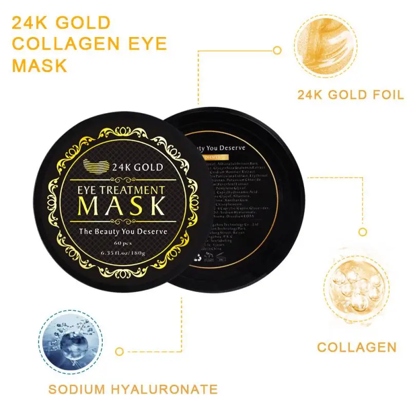 60pcs Gold Collagen Eye Mask Green Seaweed Eye Mask Remove Dark Circles Essence Eye Patch Moisturizing Eyes Skin Care TSLM2