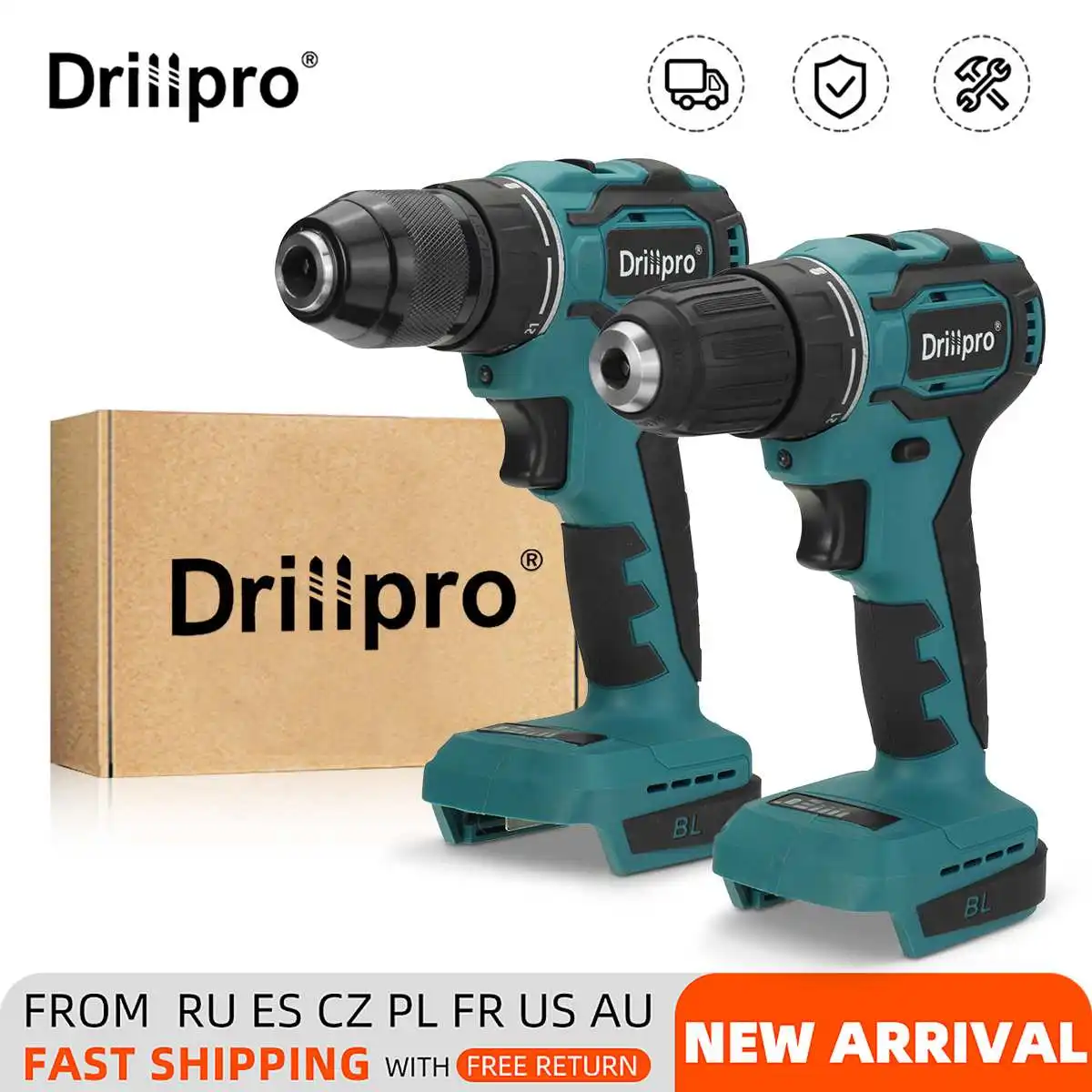 Drillpro Brushless Electric Screwdriver Hammer Drill 13mm 10mm 21+1
