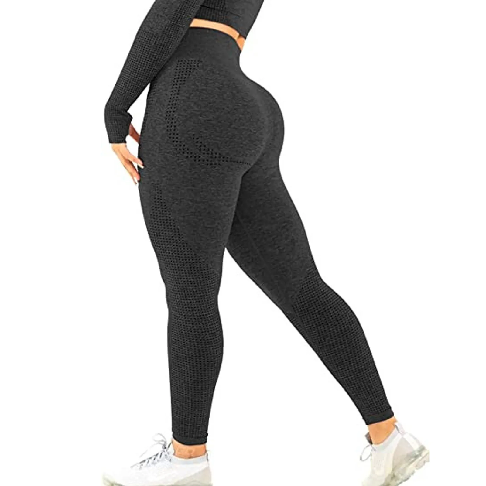 Fashion Women Hip Seamless Point High Waist Speed Dry Pants Fitness