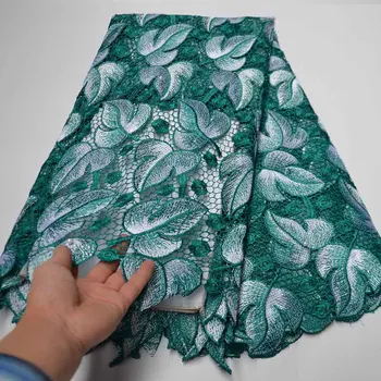 

2020 Latest Guipure African Net Lace Fabric Cotton Embroidery High Quality Stones/Beads Swiss voile Lace Fabric For Dress 5Yards