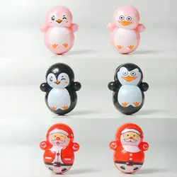 Cartoon Funny Mini Tumbler ABS Plastic Swing Christmas Penguin Gags Desktop Toy Practical Jokes Relieve Stress Birthday Gift