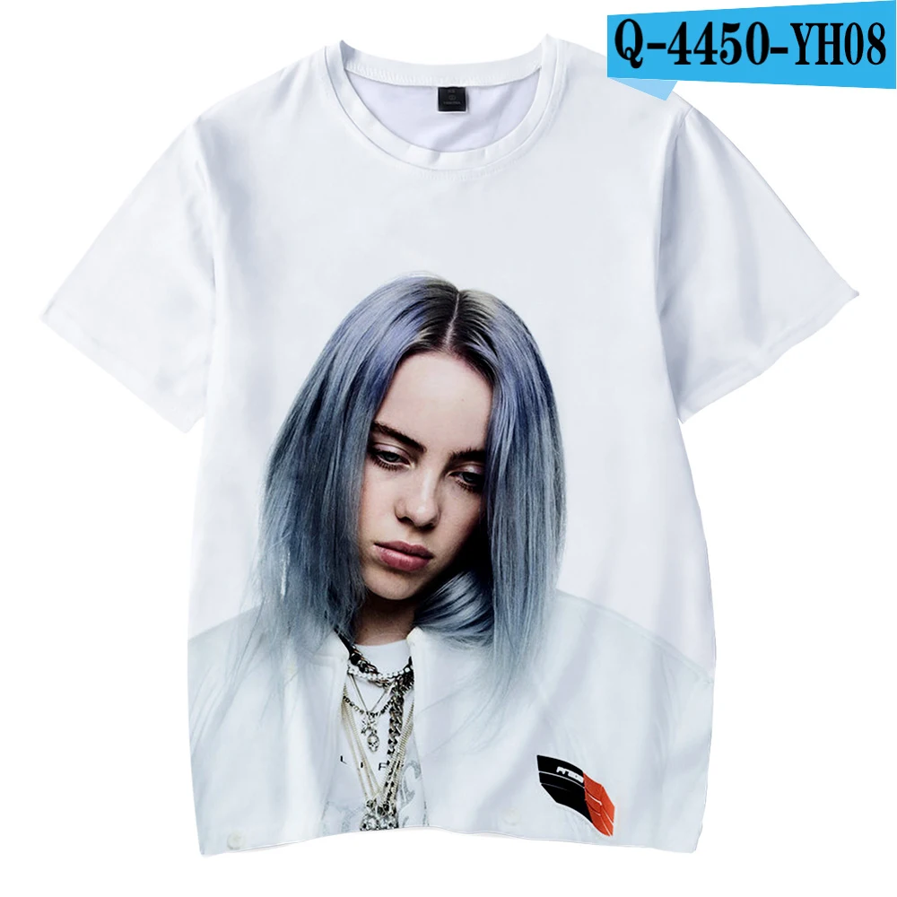 Лидер продаж, Детская футболка Billie Eilish дышащая футболка с 3D принтом Billie Eilish для взрослых и детей Лидер продаж, топ, 110-4XL - Цвет: 3D Kids Tshirt