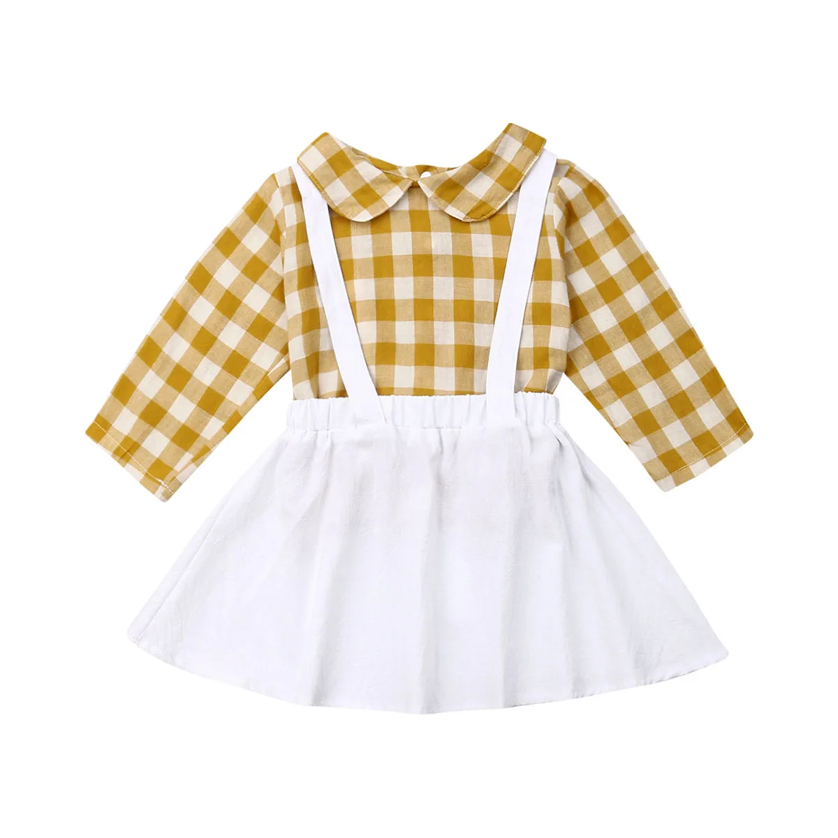 1 4Years Infant Kids Baby Girl Clothes Long Sleeve Plaids Shirt Tops