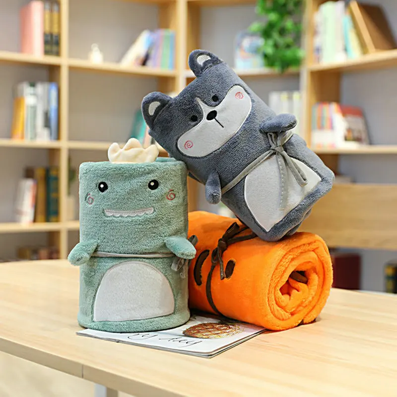 

Rolling Blanket Cartoon Portable Coral fleece Nap Blanket Air Conditioning Blanket Office Rest Home Decor Cute Gift 80*100CM