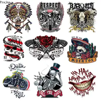 

Prajna Punk Skull Iron-On Transfers Grim Reaper Heat Transfers PVC Patches For Clothes Thermal Transfers Hot Vinyl Iron Stickers