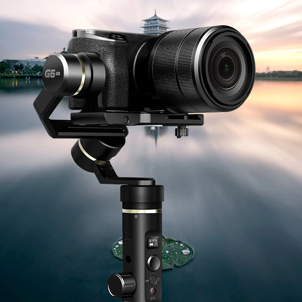 G6 Plus Black Rolling Adjustment Aluminum Alloy 3-Axis Durable Splash Proof All Round Handheld Gimbal For Mirroress DSLR Camera