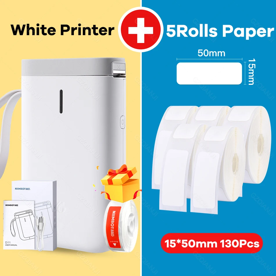 pocket printers Niimbot D11 Label Sticker Printer Mini Wireless Machine with Transpatent Label Sticker Paper Replacement Paper roll Color White mini printer cheap Printers