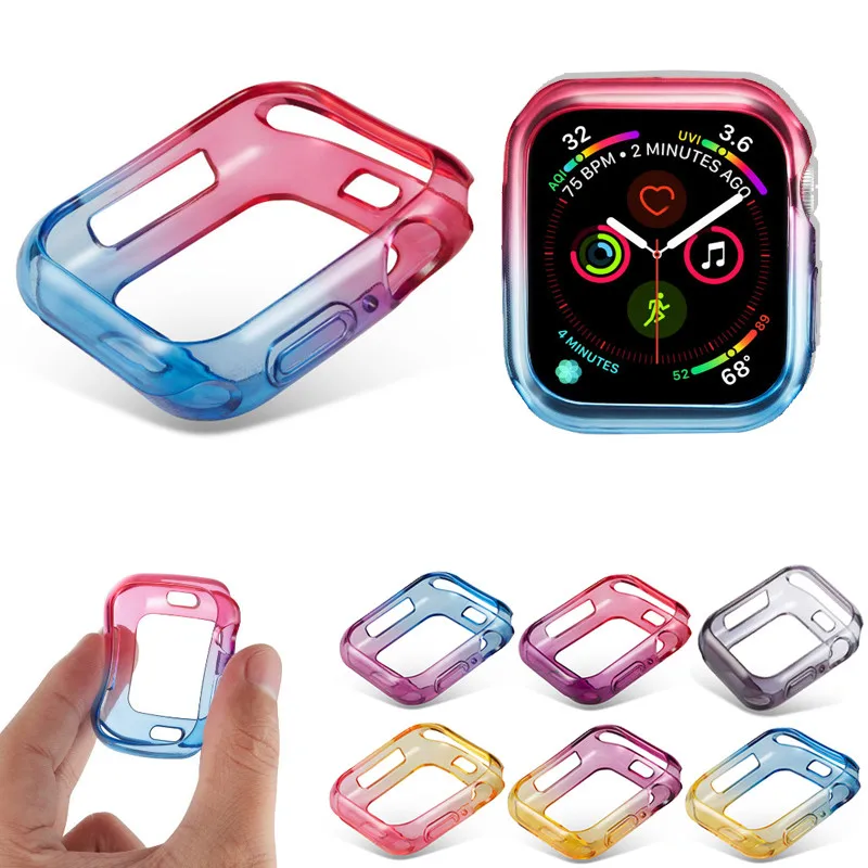 Цветной Радужный Мягкий чехол из ТПУ для Apple Watch Series 4 5 40 мм iWatch 44 | Электроника