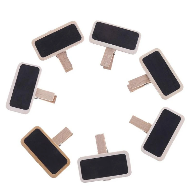 50 PCS Mini Natural Blackboard Log Sticky Clip For Po Clips Clothespin Craft Message Seat Decoration Clips Pegs