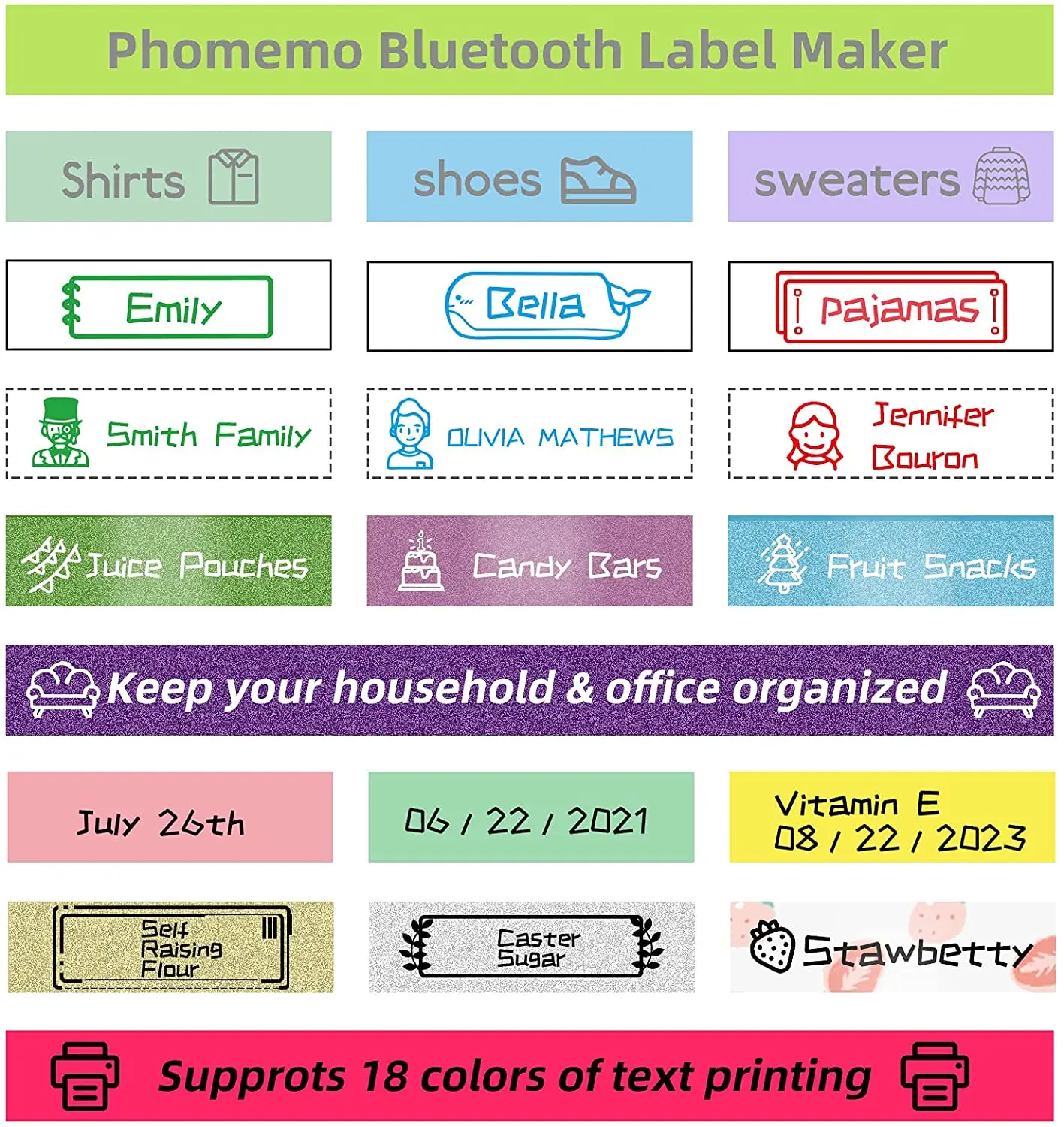 Phomemo Printer P12 Portable Wireless Printer Use for Plastic Paper Iron-on Label Tapes Using Thermal Transfer Printing for Home canon mini printer