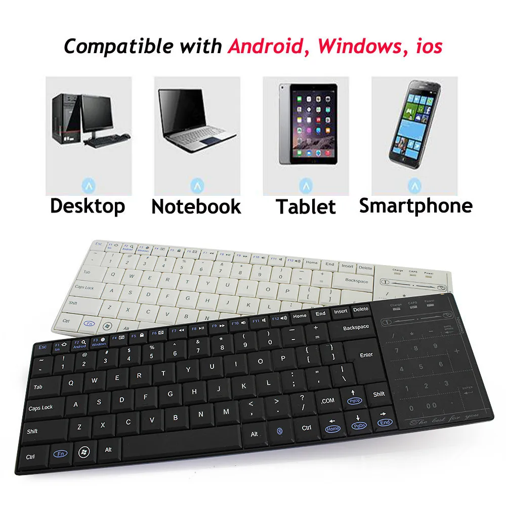 Teclado do Computador Touchpad sem Fio Teclado para o Telefone Bluetooth Multi Funtion Keybord Toque Mouse Pad pc Escritório Gamer Ipad 4 Computador e Escritório