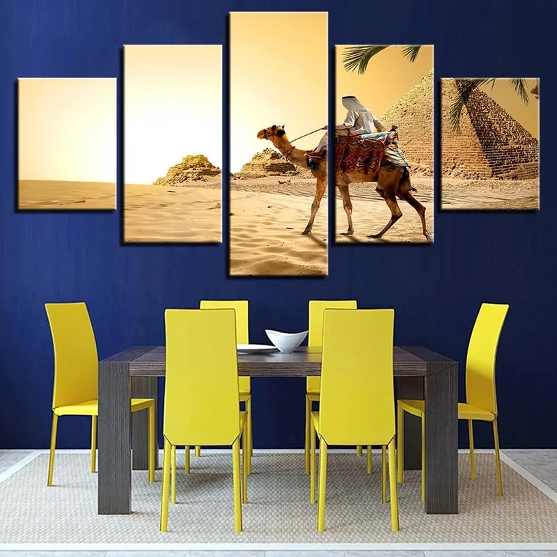 

Dropship Decorative Painting 5 piece of Egyptian Pyramids HD Architectural Decorative Painting Canvas Painting