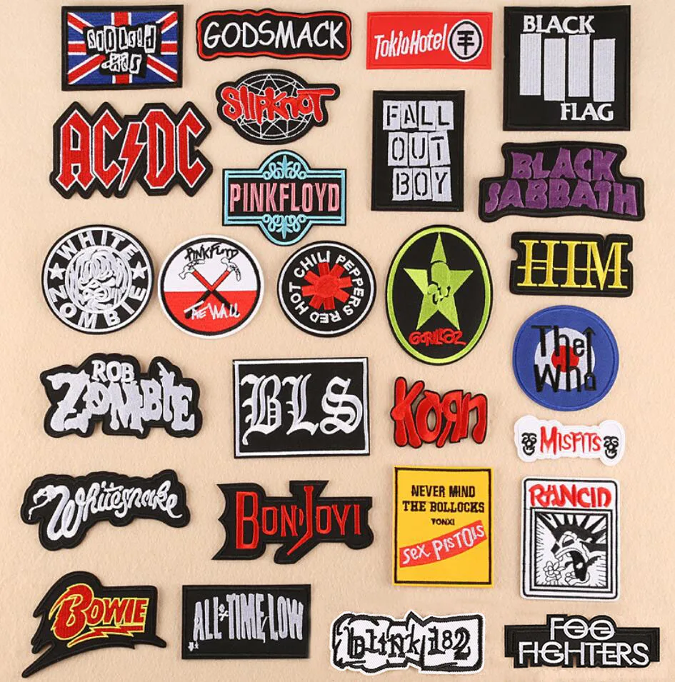 

World Famous Rock Punk Music Band Patches Embroidered Punk Hippie Band Sew on Iron on Clothes Appliques Badge for Jacket Jeans
