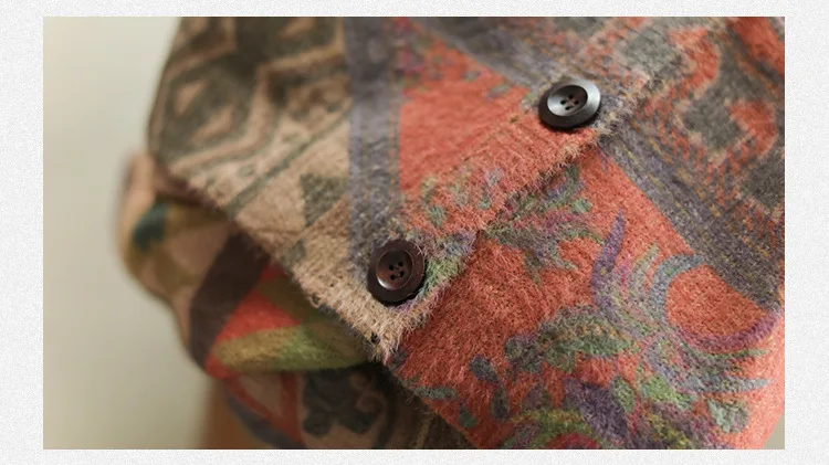 Осенний свитер женские трикотажные Модные свободные куртки новые женские топы с круглым вырезом с длинными рукавами с принтом карман повседневное вязаное пальто