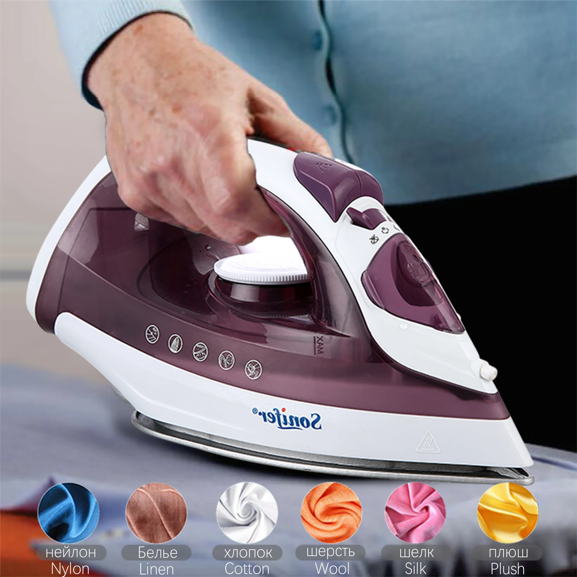 Tanie 1600W przenośny Mini elektryczny parownica do odzieży żelazko parowe do odzieży żelazko regulowane ceramiczne stopy żelazka do prasowania Sonifer