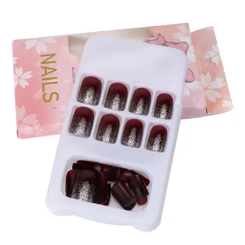 

1 Set Superbright Claret Nail Art Sticker Beautiful Short Nail Patch Manicure False Nail Patch Short Manicure Decals for Girl Ma