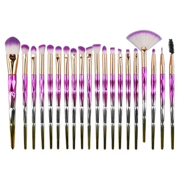 

20 Diamond Eye Set Unicorn Colorful Makeup Tool Gradient Rose Red Silver Gold Handle Purple Hair Eye Brush Ultrafine Artificial