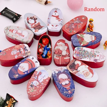 

Storage Iron Box Xmas Candy Box Oval Shape Tinplate Christmas Themed Case Storage Paper Clip Earrings Hand Account Sticker Box
