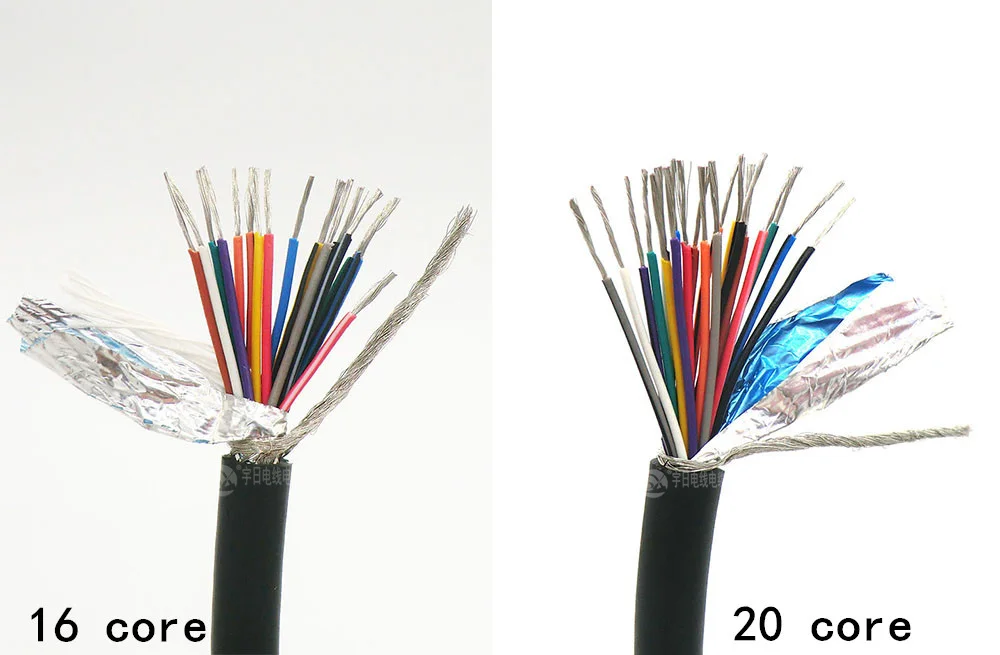 2 ядра гибкий Экранированный кабель 0,14, 0,2, 0.3mm м² Управление провода 26awg, 24awg, 22awg Луженая чистой бескислородной Медь 5 м